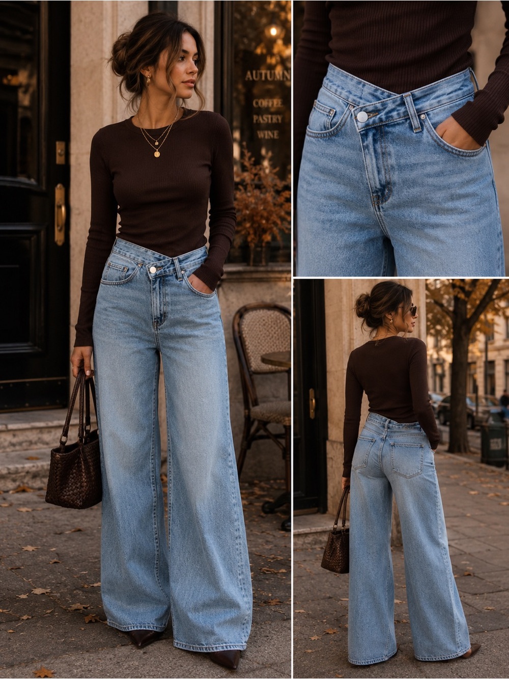 Zara Light Blue Wide Leg Jeans